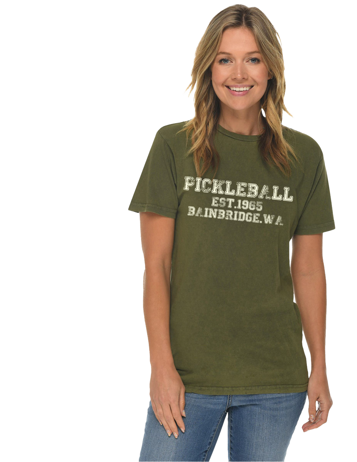 PICKLEBALL ESTABLISED TEE - VINTAGE WASHED -  MINERAL GREEN