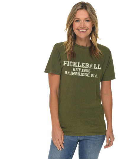 PICKLEBALL ESTABLISED TEE - VINTAGE WASHED -  MINERAL GREEN